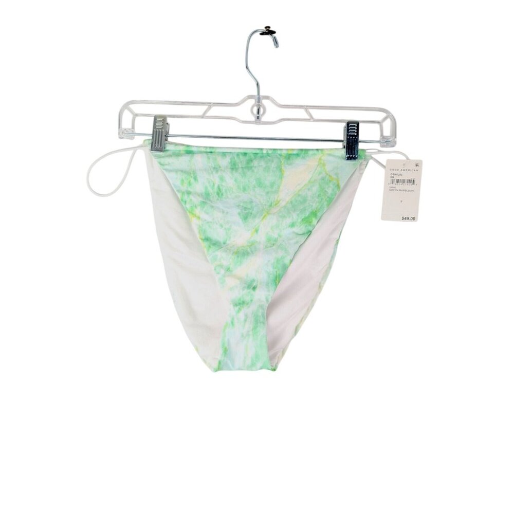 Good American Swim Women's 5 Green Marble Tiny Ties String Bikini Bottom NWT $49